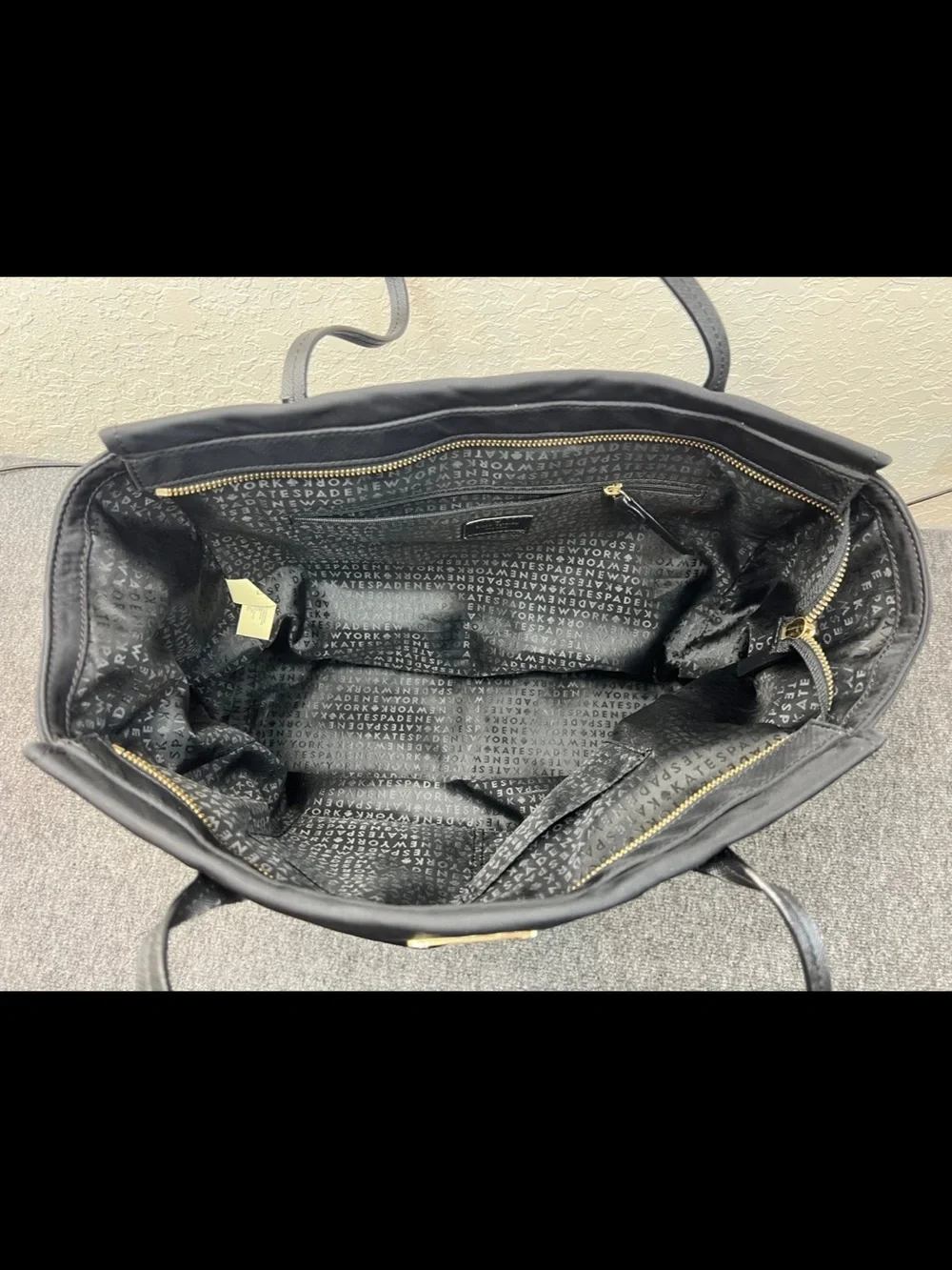 kate spade black nylon tote with top handles